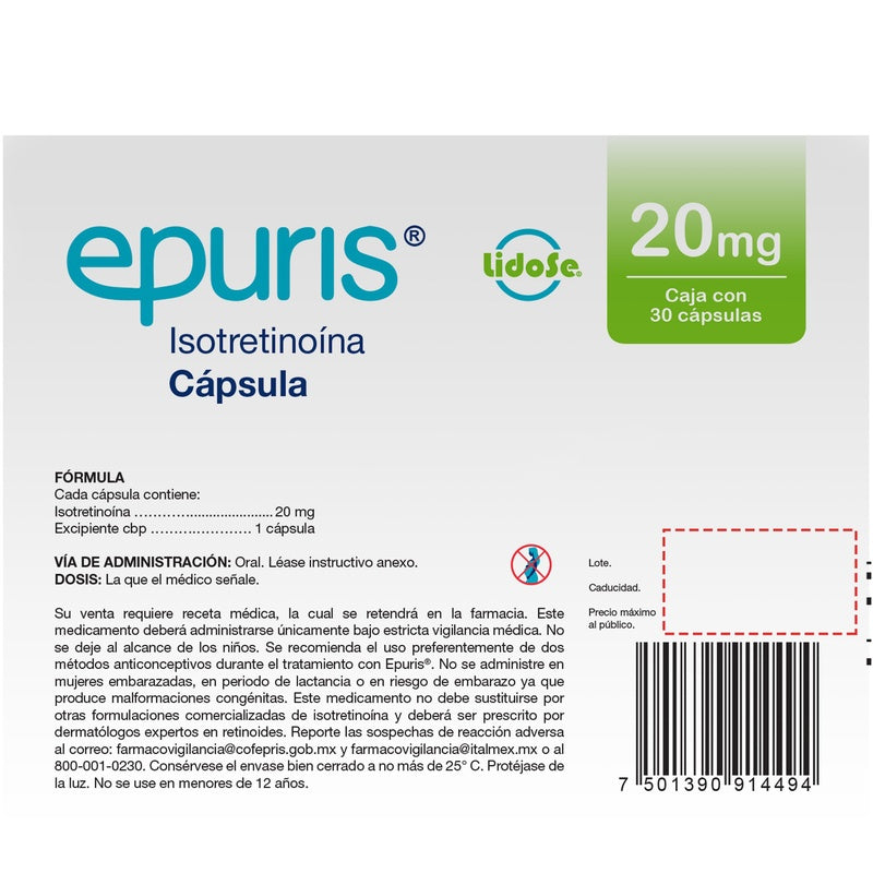Epuris 20 Mg Con 30 Capsulas 7501390914494 perfil 3
