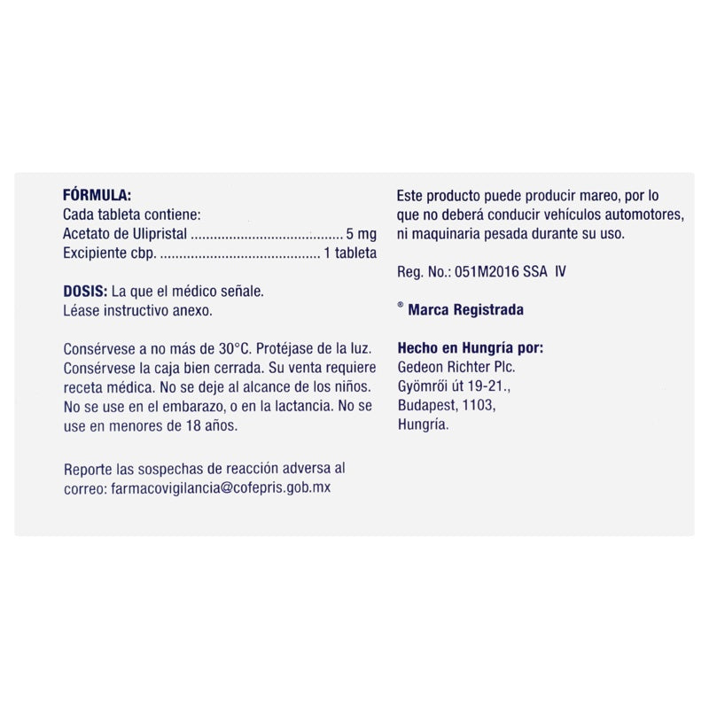 Esmya 5 Mg Con 28 Tabletas