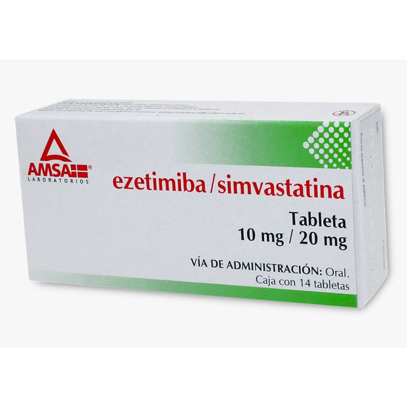 Ezetemiba / Simvastatina 10 / 20 Mg Con 14 Tabletas Amsa