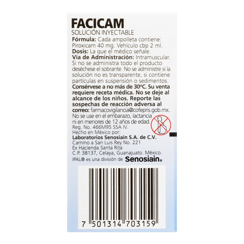 Facicam 40 Mg / 2 Ml 2 Ml Ampolletas