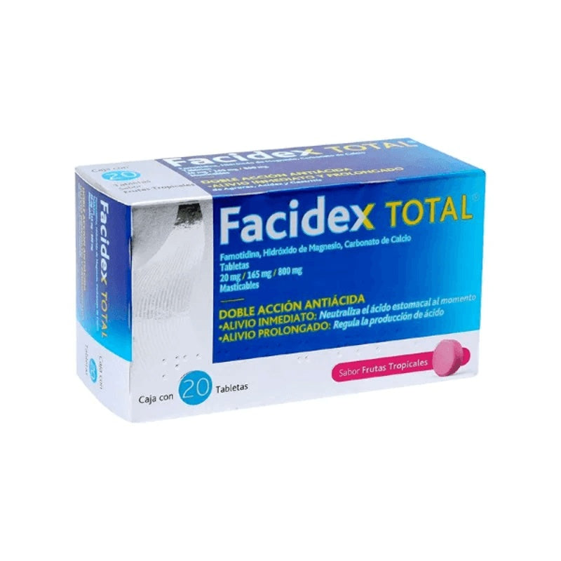 Facidex Total 20 / 165 / 800 Mg Con Frutas Tropicales 20 Tabletas Mast