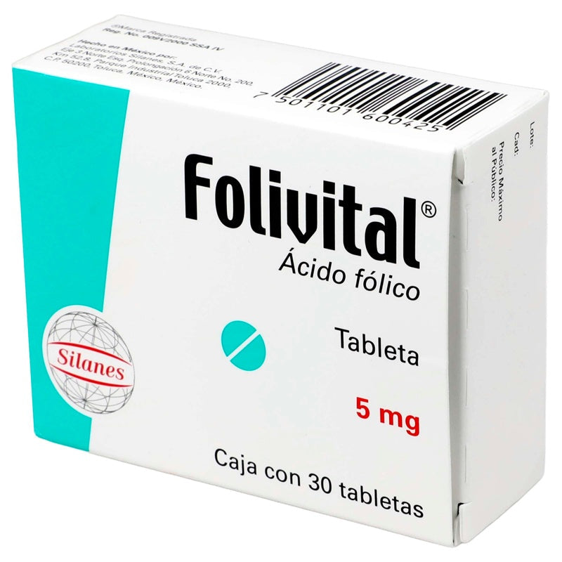 Folivital 5 Mg Con 30 Tabletas