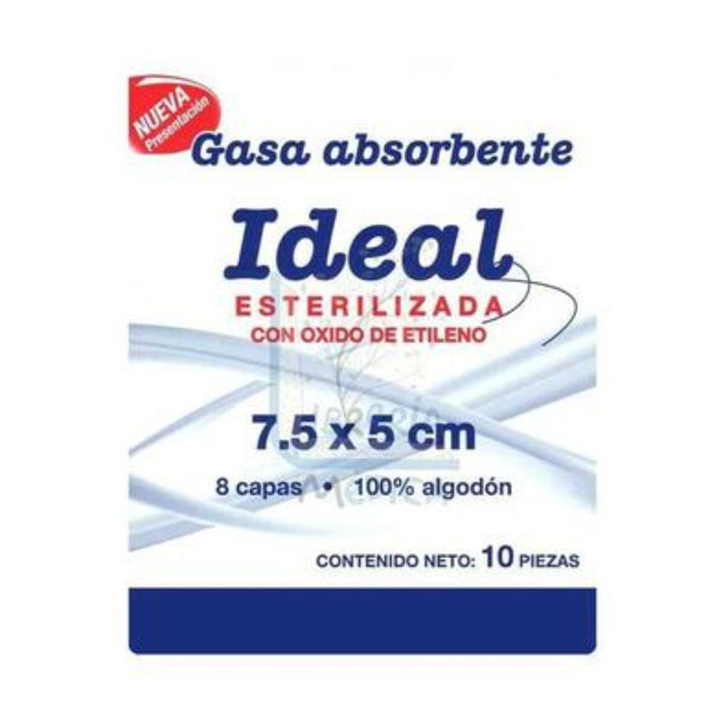 Gasa Esterilizada Ideal 7.5X5Cms 10 Piezas