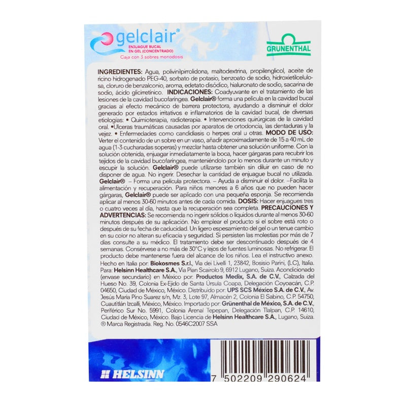 Gelclair 15 Ml 3 Sobres Gel