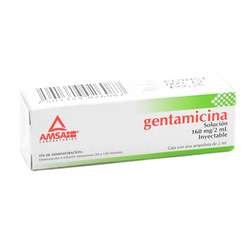 Gentamicina 160 Mg / 2 Ml 2 Ml 1 Ampulas Amsa