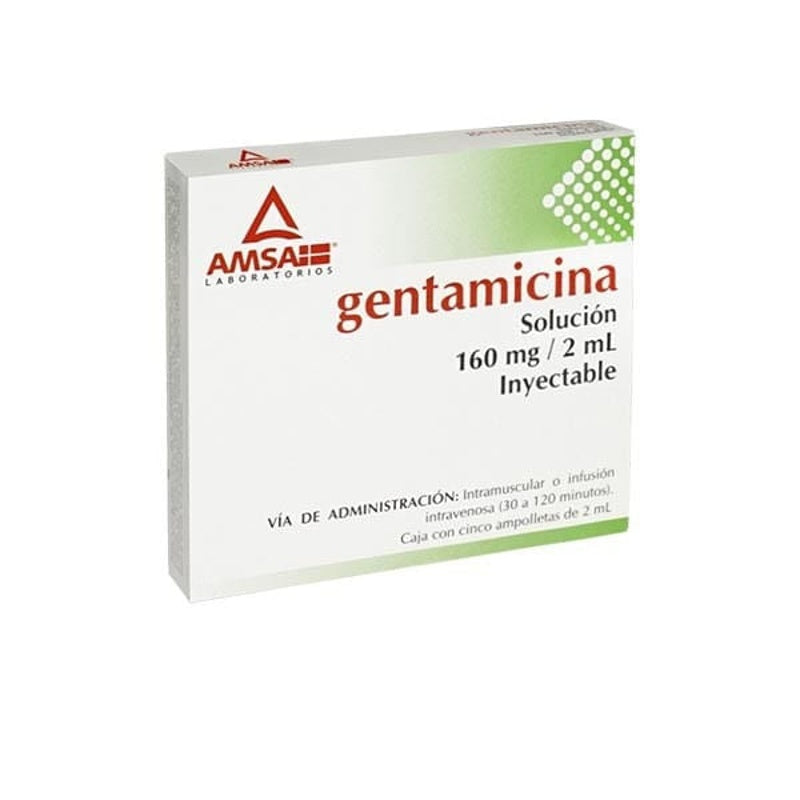Gentamicina 160 Mg / 2 Ml 2 Ml 5 Ampulas Amsa