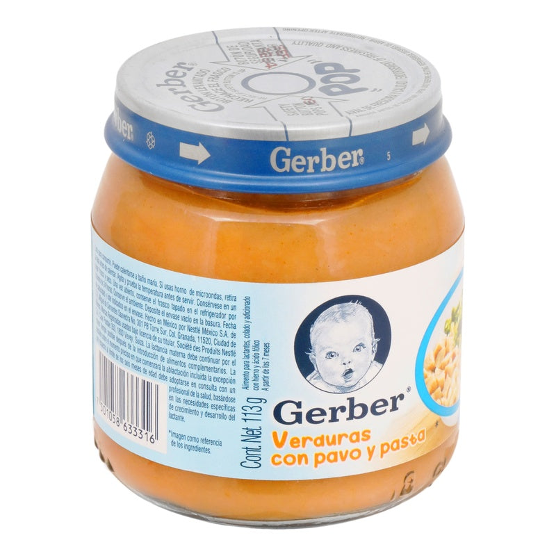 Gerber Verd Pavo Verduras Papilla Pasta Etapa 2 113 G 7501058633316 perfil 3