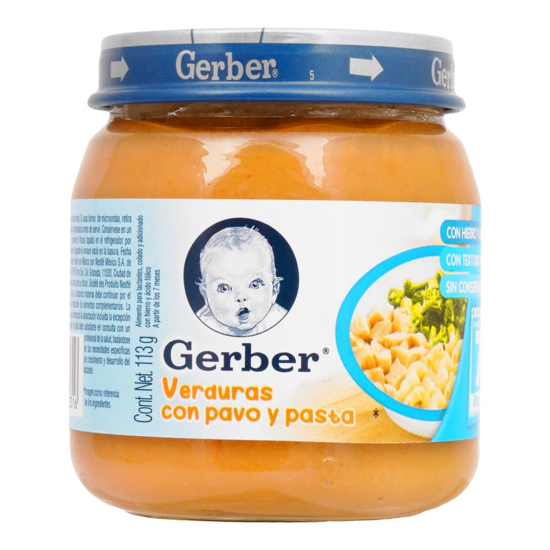 Gerber Verd Pavo Verduras Papilla Pasta Etapa 2 113 G 7501058633316 perfil 6
