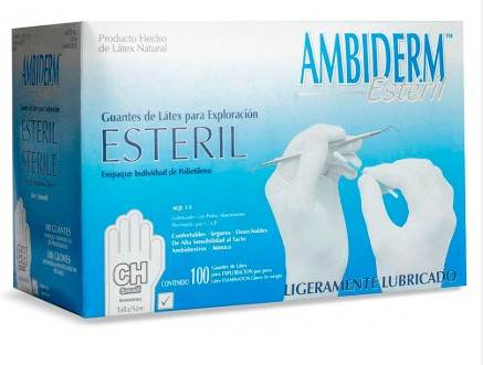 Guante De Lí¡tex Ambiderm Blanco Chico Con 100 7502224240215