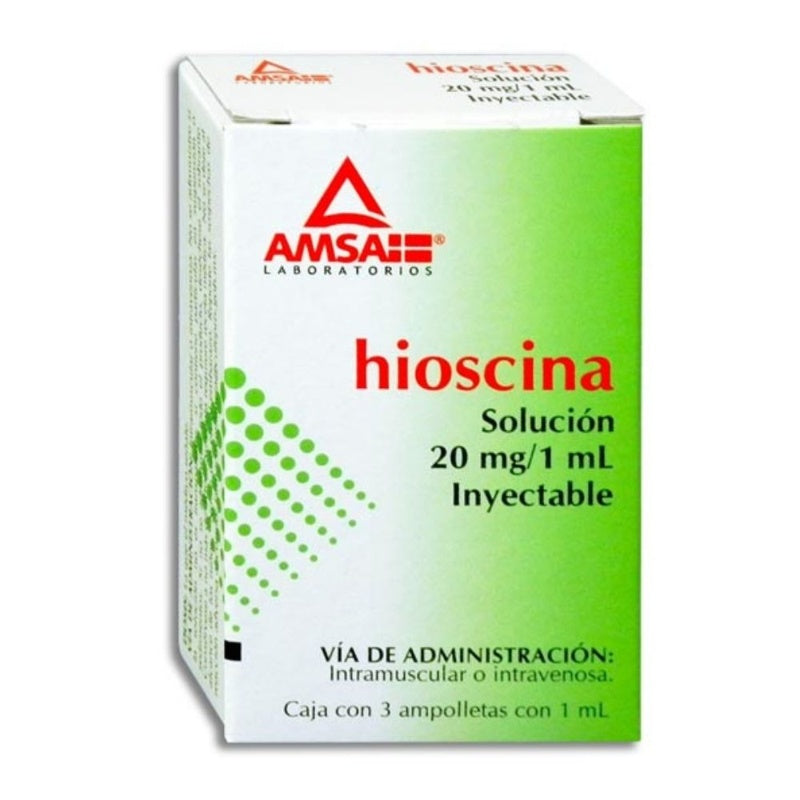 Hioscina 20 Mg / 1 Ml 1 Ml 3 Ampulas Amsa