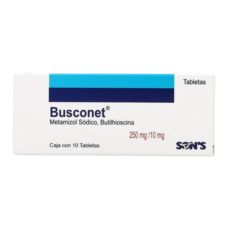 Hioscina / Metamizol Sodico 10 / 250 Mg Con 10 Tabletas Busconet
