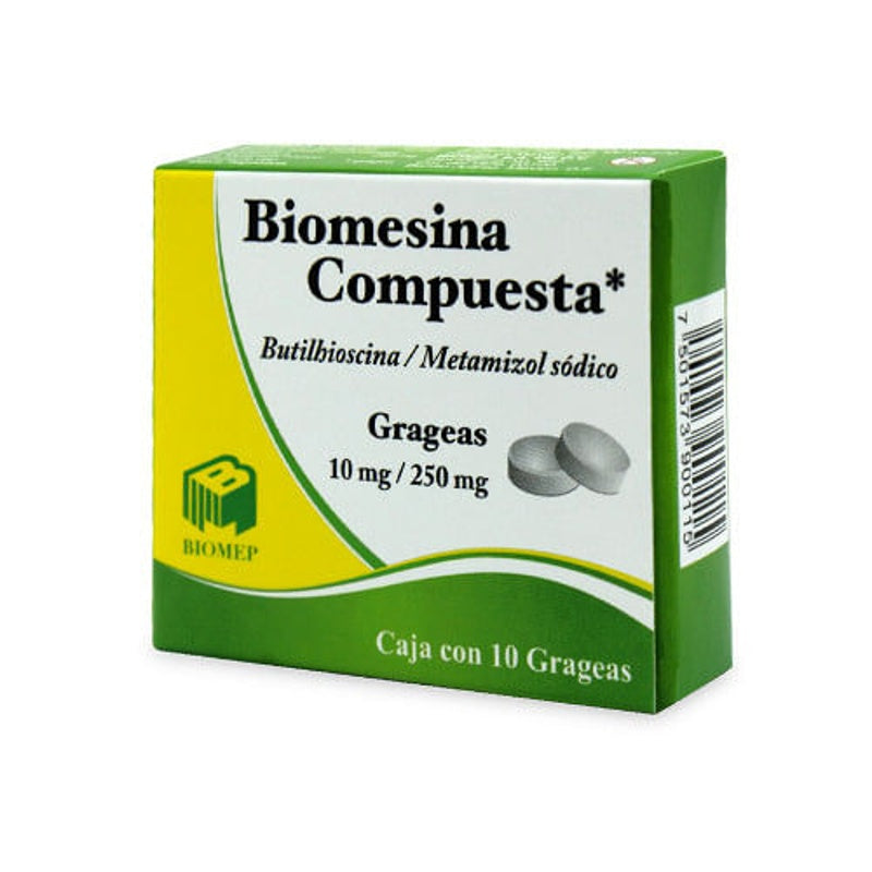 Hioscina / Metamizol Sodico 250 / 10 Mg Con 10 Grageas Biomesina Comp