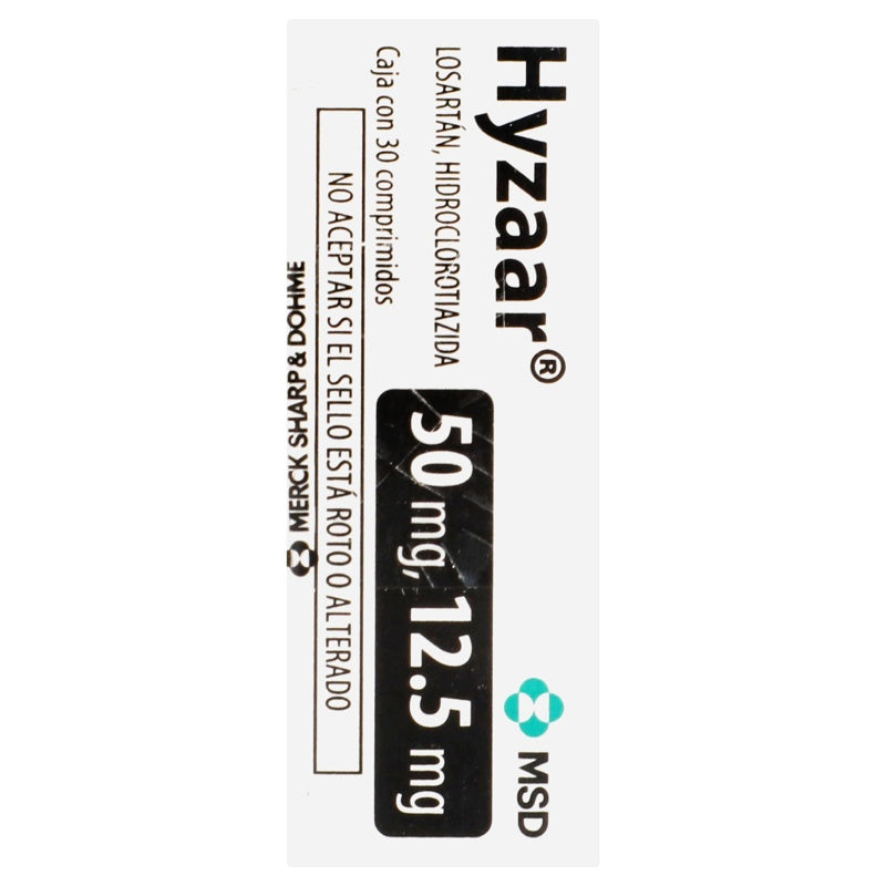 Hyzaar 50 / 12.5 Mg Con 30 Tabletas 7501326000772 perfil 7