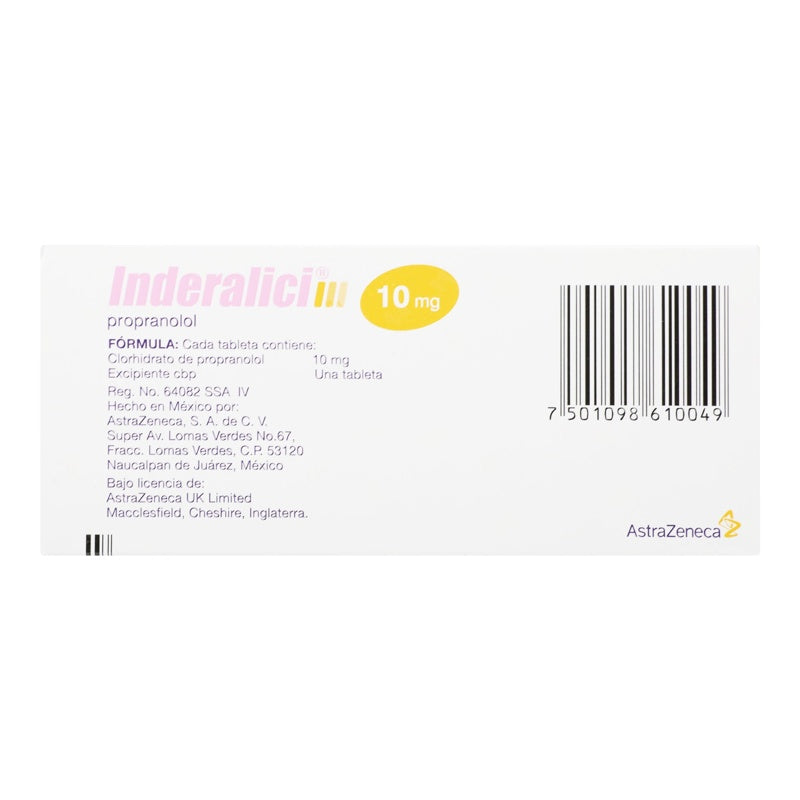 Inderalici 10 Mg Con 50 Tabletas 8250