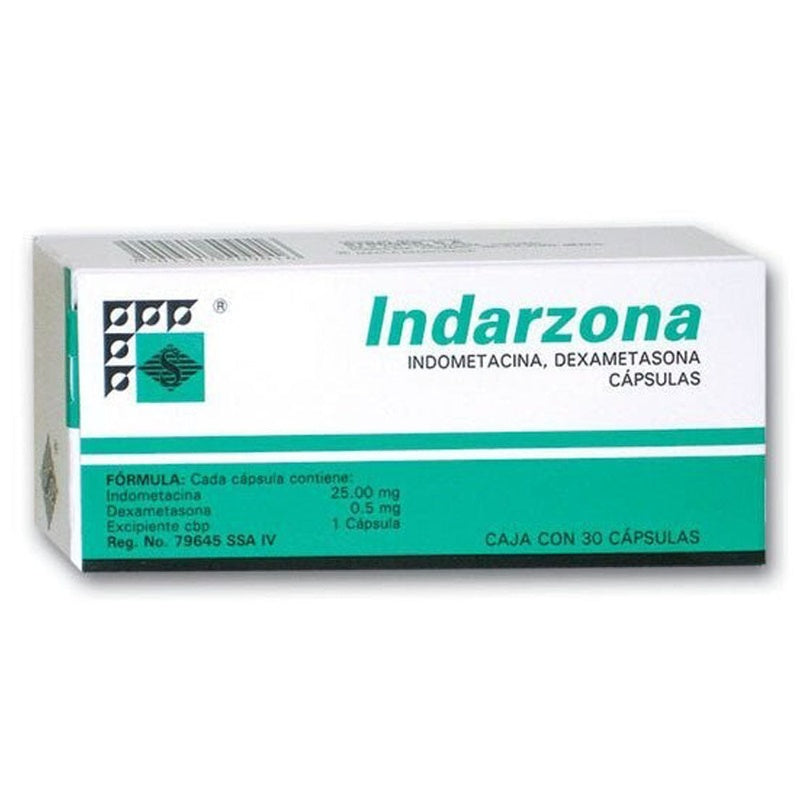 Indometacina / Dexametasona 25 / 0.50 Mg Con 20 Tabletas Indarzona