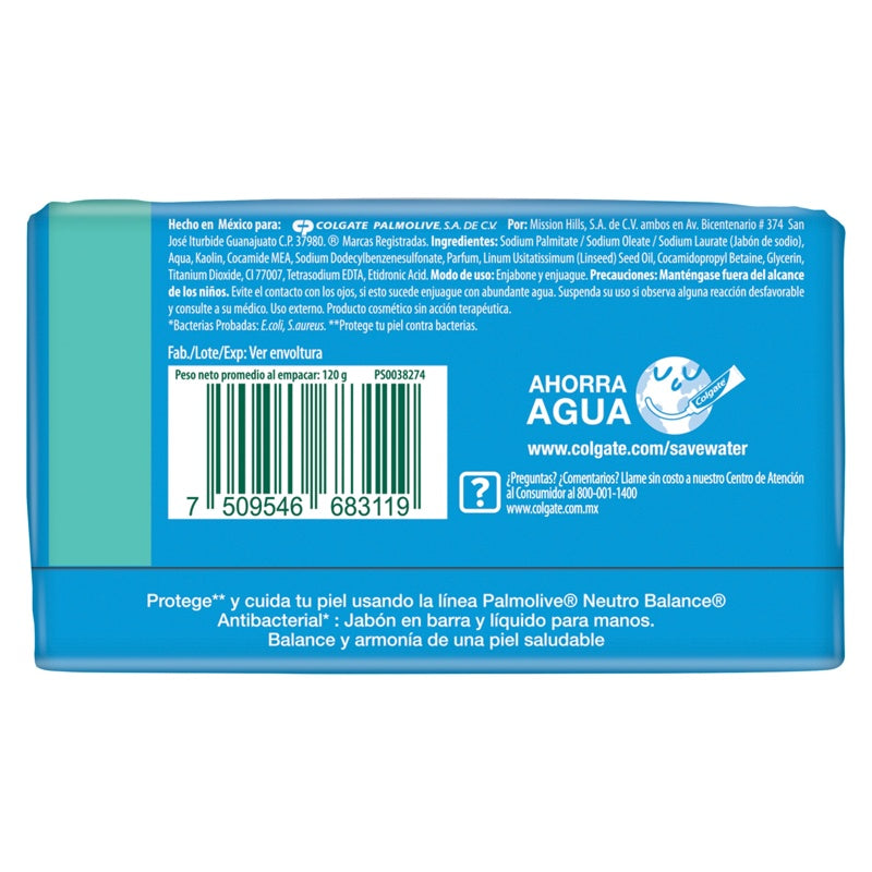 Jabón Palmolive Neutro Balance Antibacterial 120 Gr perfil 4