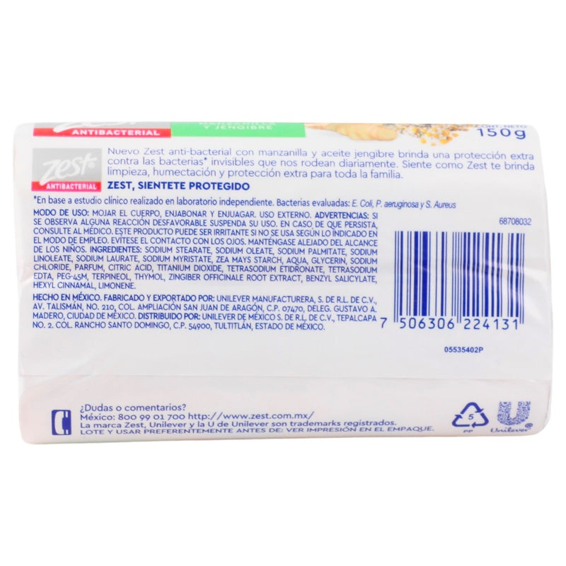 Jabón Zest Antibacterial Mzlla- Jengib 150 G perfil 7