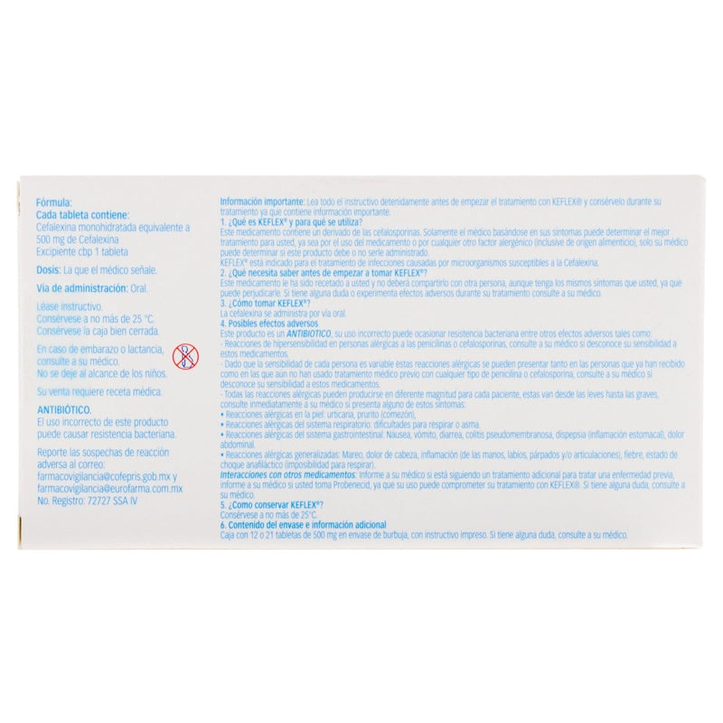 Keflex 500 Mg Con 12 Tabletas 7513