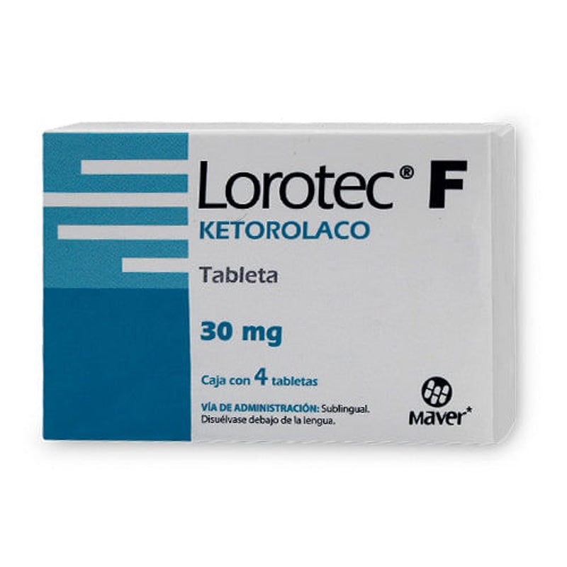 Ketorolaco 30 Mg Con 4 Tabletas Sub Lorotec F