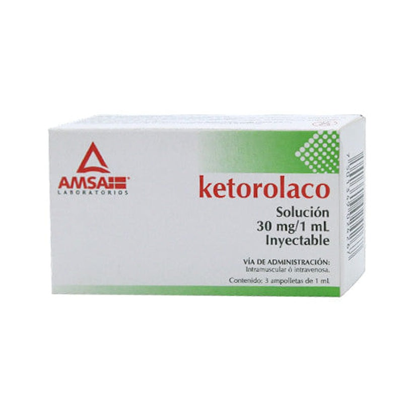 Ketorolaco 30 Mg / Ml 3 Ampulas Amsa