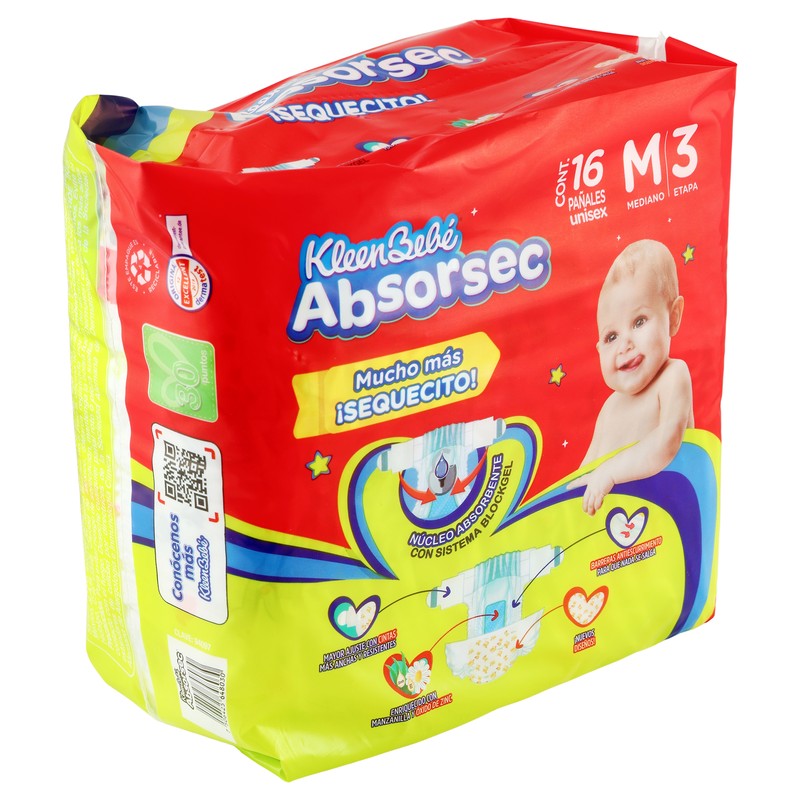 Kleenbebe Absorsec Mediano 16 Piezas 7506425648030 2