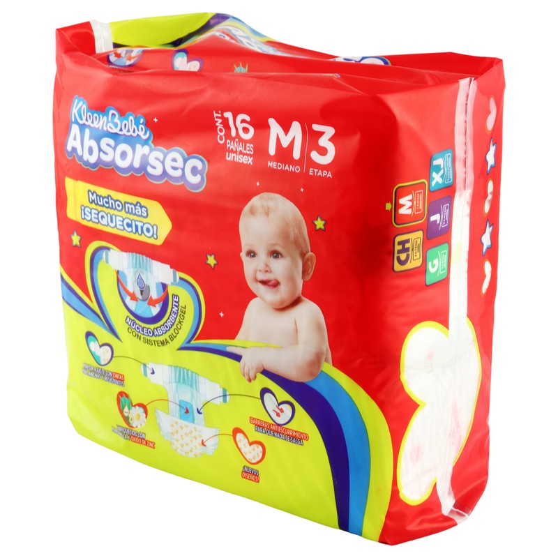 Kleenbebe Absorsec Mediano 16 Piezas 7506425648030 4
