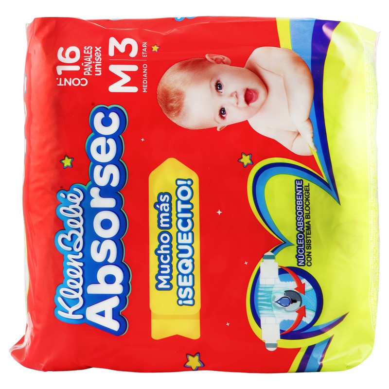 Kleenbebe Absorsec Mediano 16 Piezas 7506425648030 7
