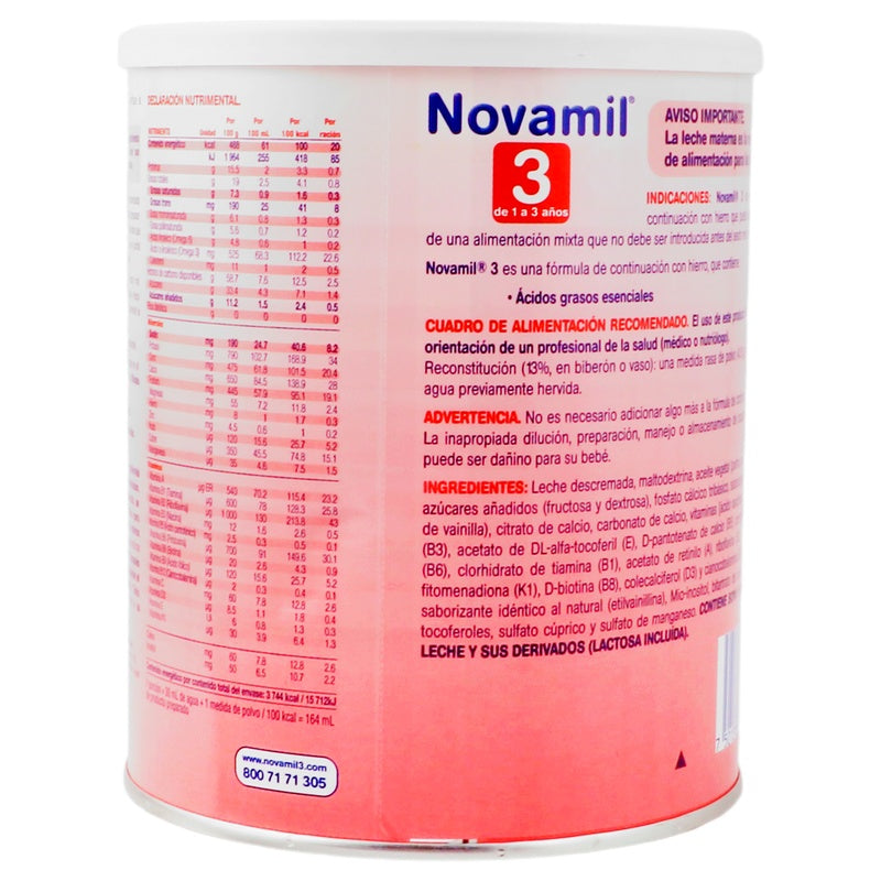 Leche Novamil 3 Vainil 1-3 Anos 800 G 7501318628687 perfil 3