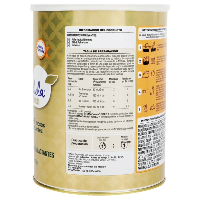 Leche Sma Gold Alula E-1 Polvo 900 G 7503032208671