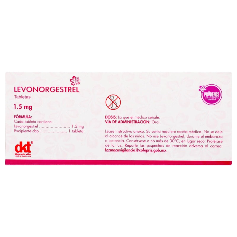 Levonorgestrel 1.5 Mg Con 1 Tabletas Prudence 7502214983375 perfil 7