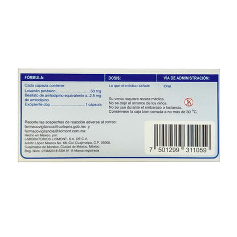Lodestar Duo 50  2.5 Mg Con 30 Tabletas 7501299311059 7