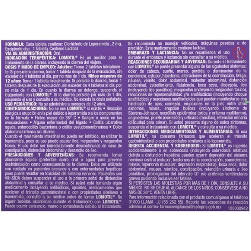 Lomotil 2 Mg Con 8 Tabletas