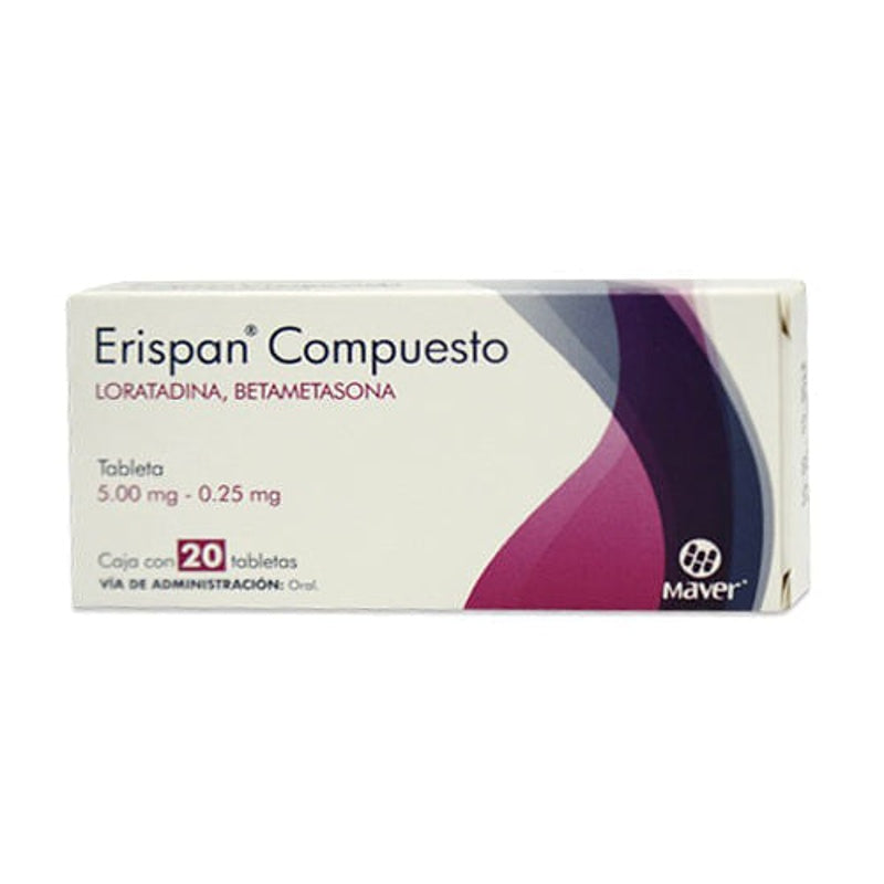 Loratadina / Betametasona 5 / 0.25 Mg Con 20 Tabletas Erispan Compuesto