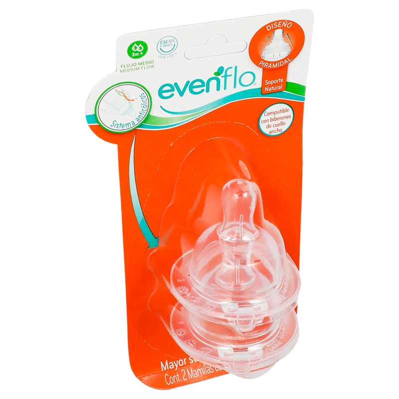 Mamila Evenflo Silicon Flujo Medio 2 Piezas perfil 2