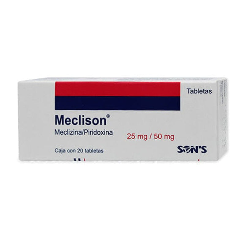 Meclizina / Piridoxina 25 / 50 Mg Con 20 Tabletas Meclison