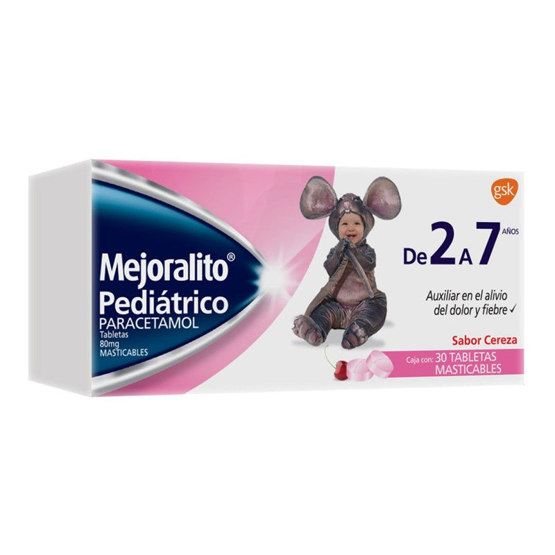 Mejoralito Cereza Pediátrico 100 Mg Con 30 Tabletas Mast
