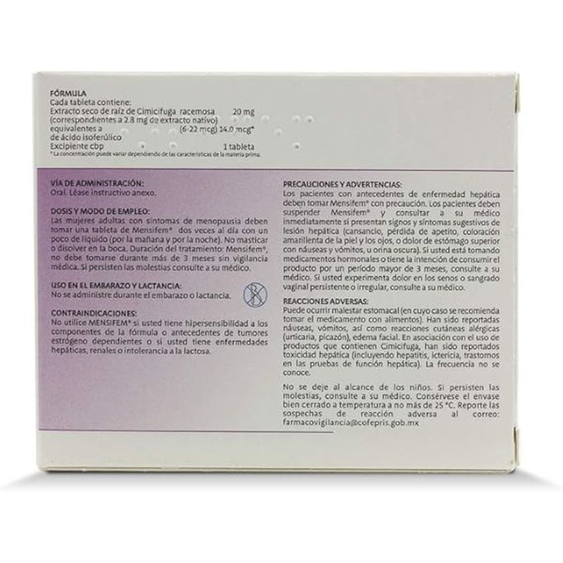 Mensifem 20 Mg Con 60 Tabletas Recubierta