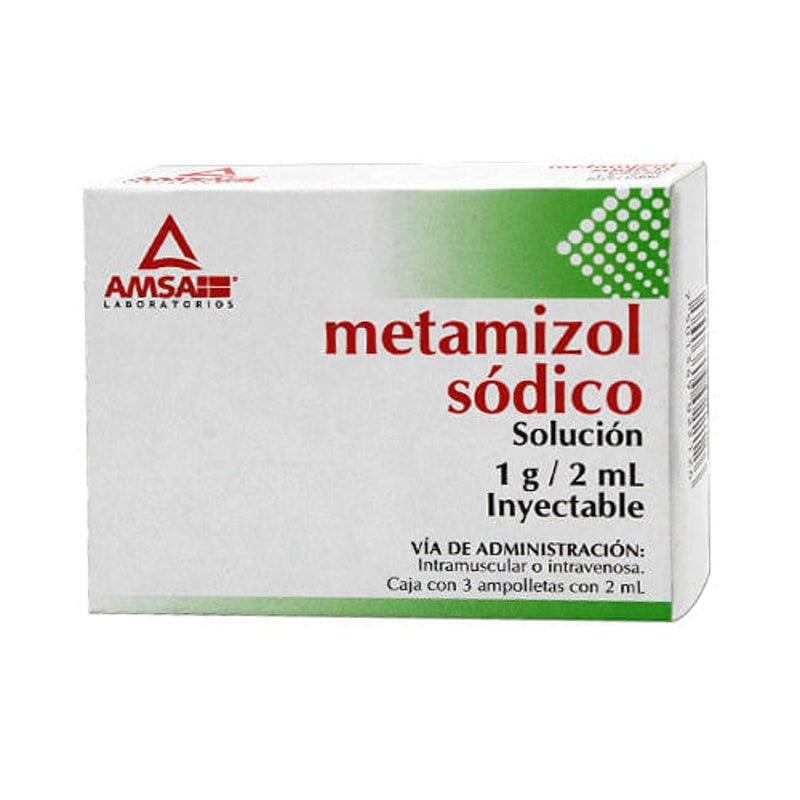 Metamizol Sodico 1 Gr / 2 Ml 2 Ml 3 Ampulas Amsa 7501349022126