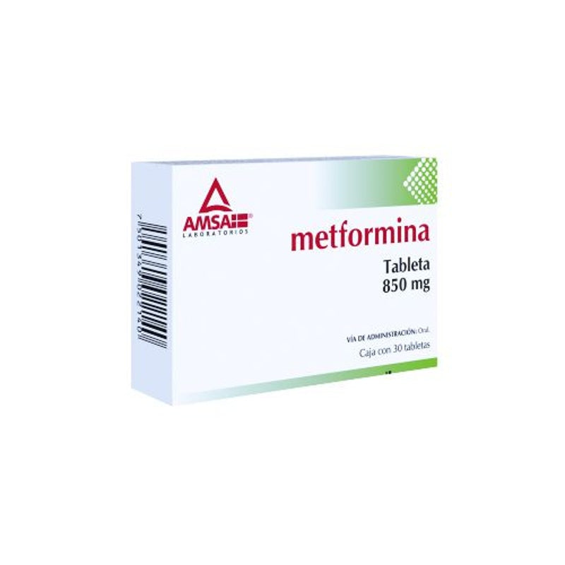 Metformina 850 Mg Con 30 Tabletas Amsa