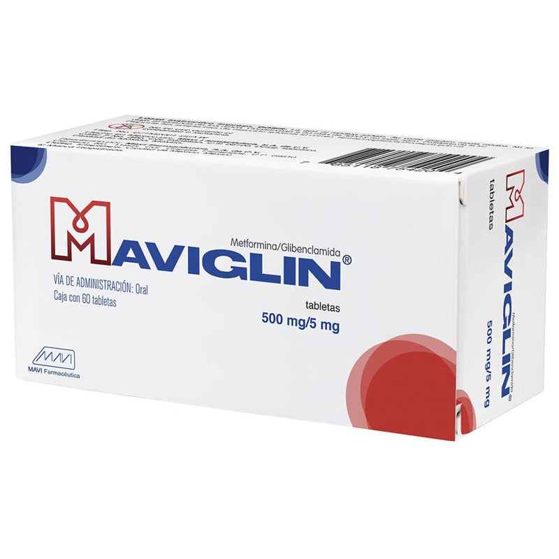 Metformina / Glibenclamida 500 / 5 Mg Con 60 Tabletas Maviglin