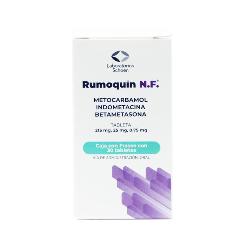 Metocarbamol / Indometacina / Betametasona 215 / 25 / .75 Mg Con 30 Tabletas Rumoquin Nf