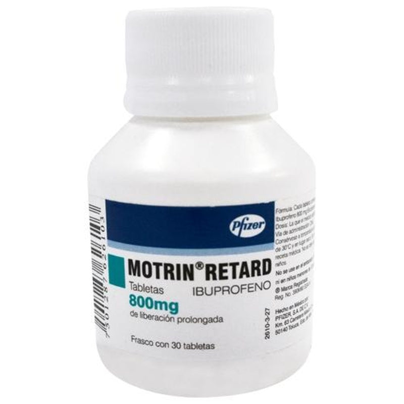 Motrin Retard 800 Mg Con 30 Tabletas Liberación Prolongada 7501287626103