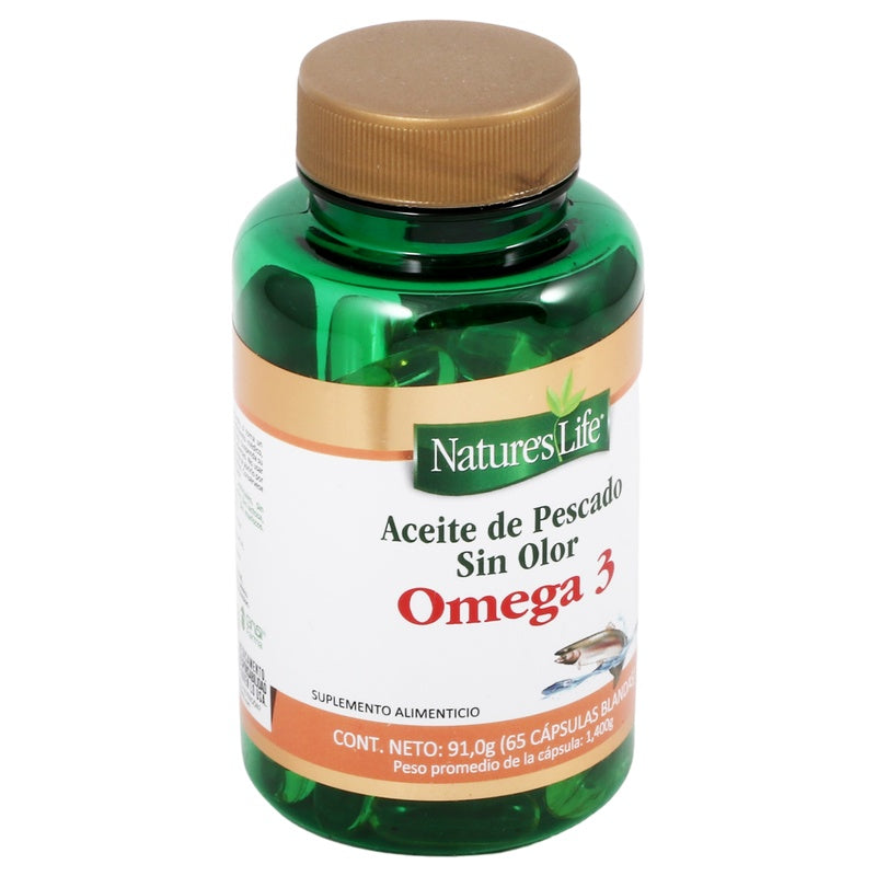 Natures Life Omega 3 Aceite De Pescado Sin Olor 65 Capsulas Suplemento Alimenticio 7502262360098