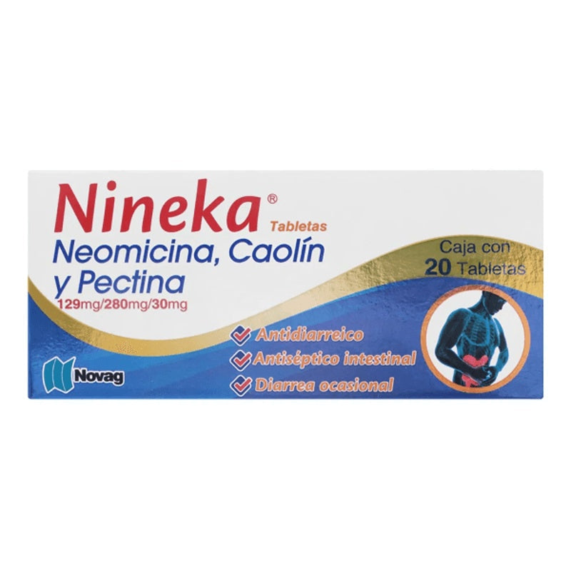 Neomicina / Caolin / Pectina 129 / 280 / 30 Mg Con 20 Tabletas Nineka