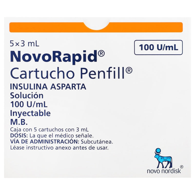 Novorapid 100Ui / Ml 3 Mlx5 Penfill Cart 7503007822154 perfil 5