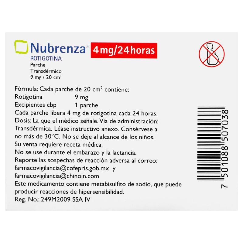 Nubrenza 4 Mg / 24Hr 14 Parche