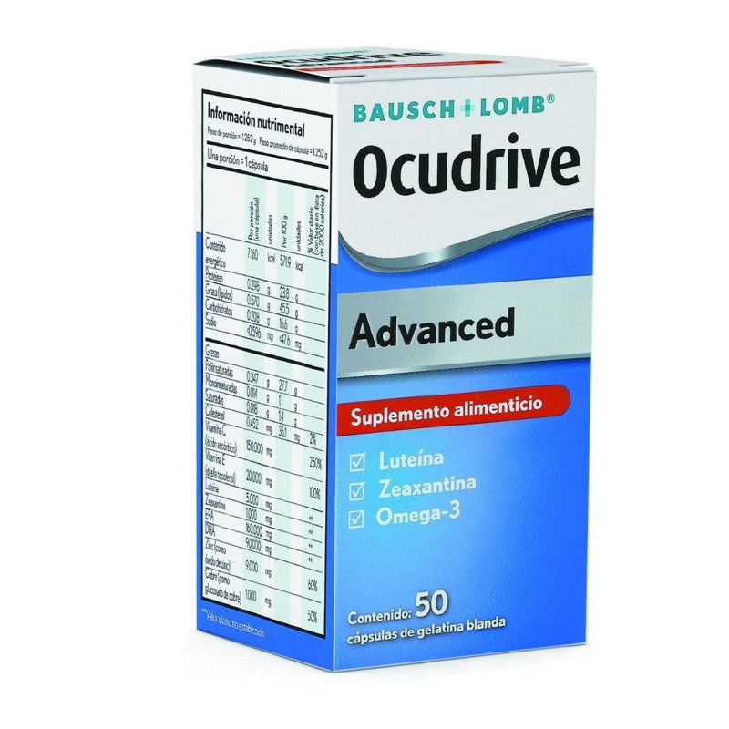 Ocudrive Advanced 160 / 150 / 5 Mg Con 50 Capsulas Suplemento Alimenticio