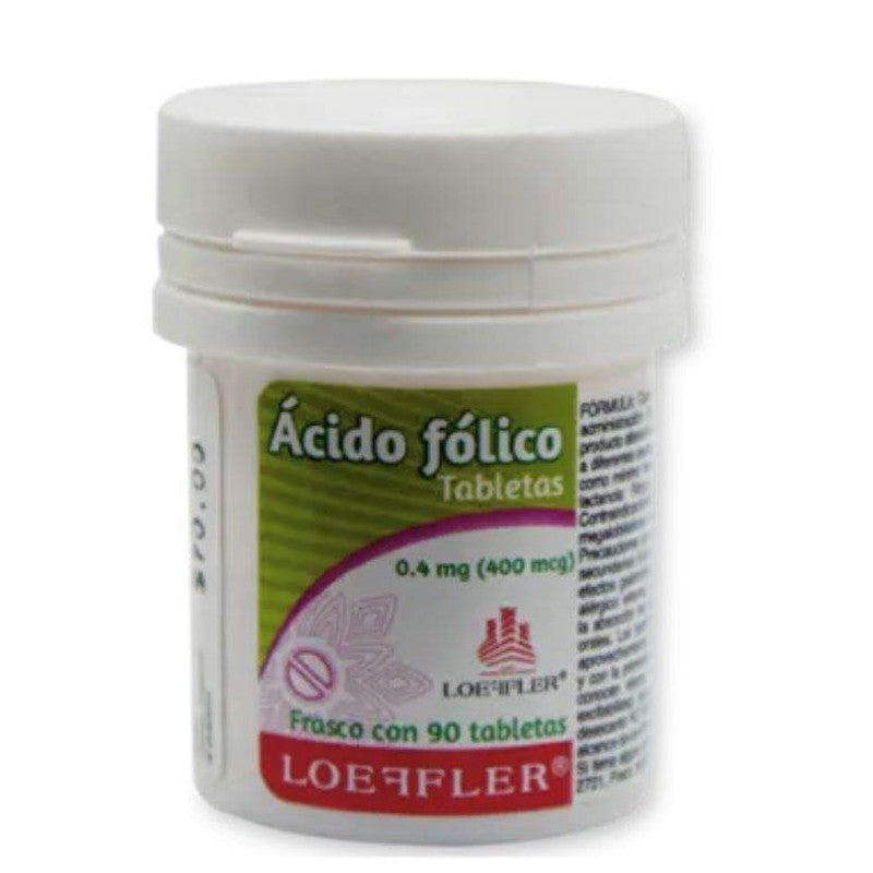 Acido Folico 0.40 Mg Con 90 Tabletas Suplemento Alimenticio 90 Tabletas Loeffler 7502274790494