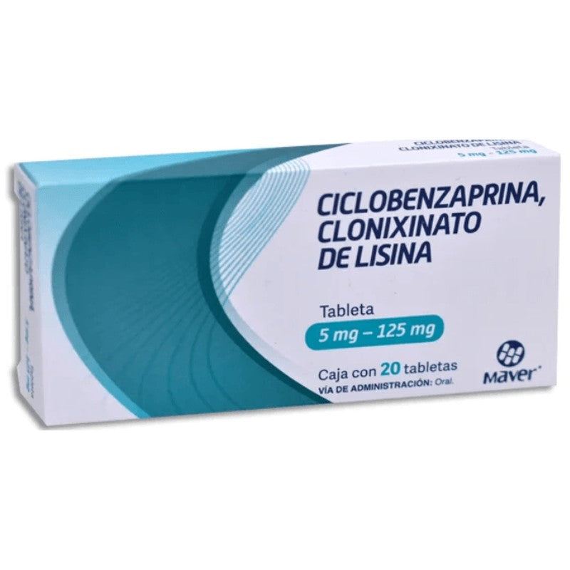 Clonixinato De Lisina  Ciclobenzaprina 125  5 Mg Con 20 Tabletas Maver 7502009749179