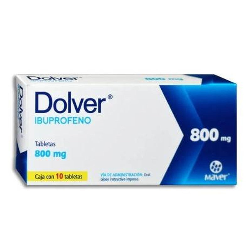 Ibuprofeno 800 Mg Con 10 Tabletas Dolver 7502009747281